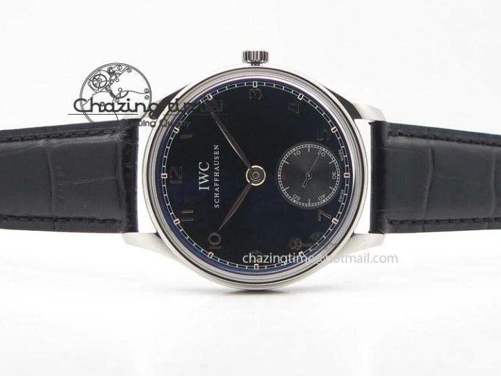 MIROTIME 0121 Portuguese IW545407 Black Dial ZF 1:1 Best Edition On Dark Blue Leather Strap DailyWear 7337